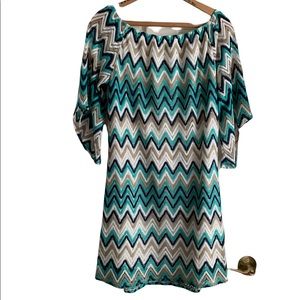 Tacera Women’s Zigzag Pattern Off  Shoulder Dress Size Large